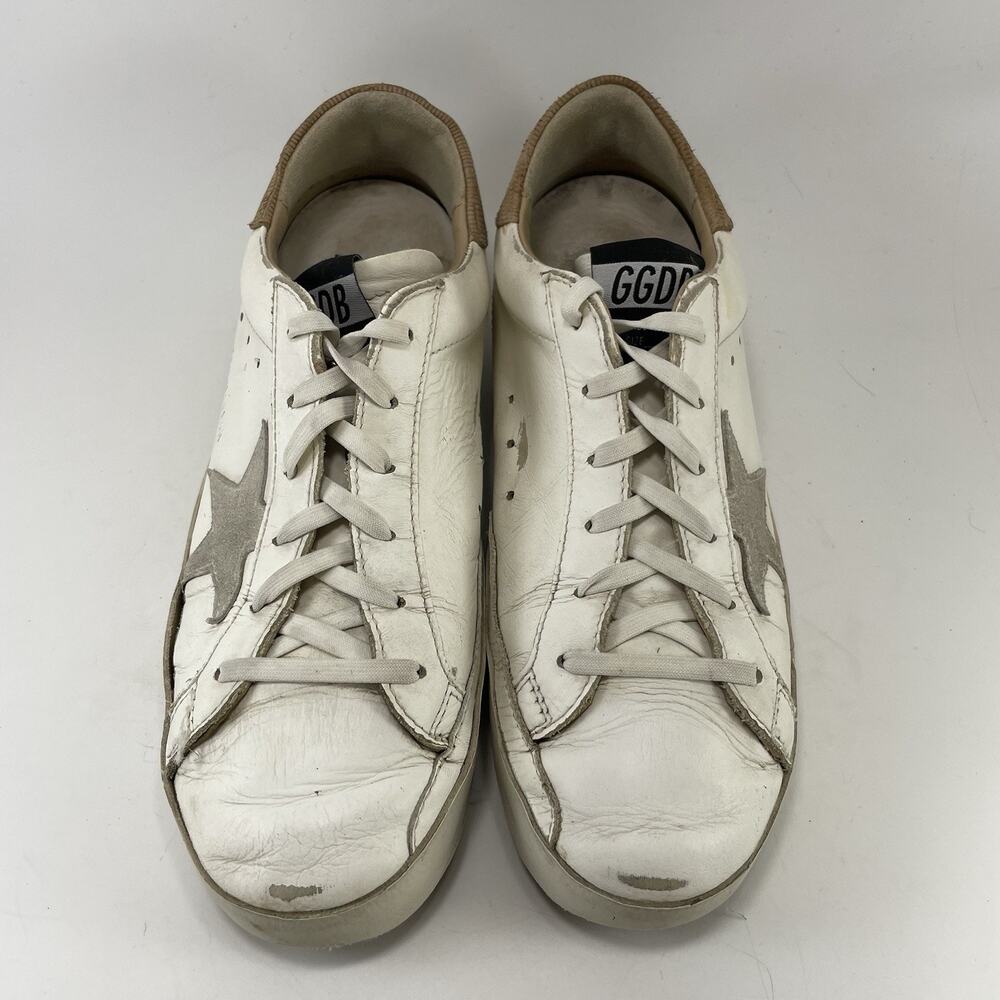 Golden Goose Super-Star White Leather Sneakers Grey Suede Star Taupe 39/9 - Picture 14 of 14